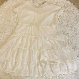 White Short Sleeve Tiered Casual Ruffle Mini Dress
